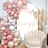 Aperturee - Floral Cactus Its A Girl Baby Shower Arch Backdrop